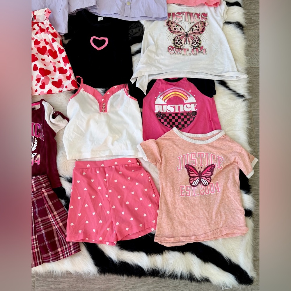 Justice Girls Mixed Pink, Red, Black & White Summer Tops and Skirts Set - Picture 3 of 5